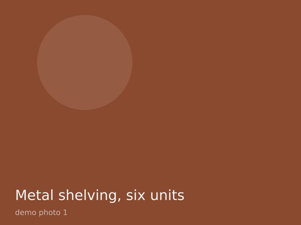 Metal shelving, six units
