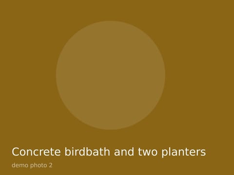 Concrete birdbath and two planters, photo 2
