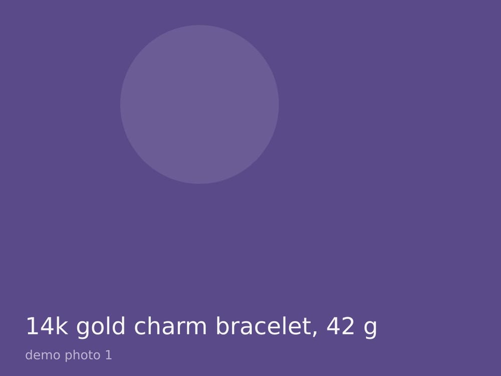 14k gold charm bracelet, 42 g