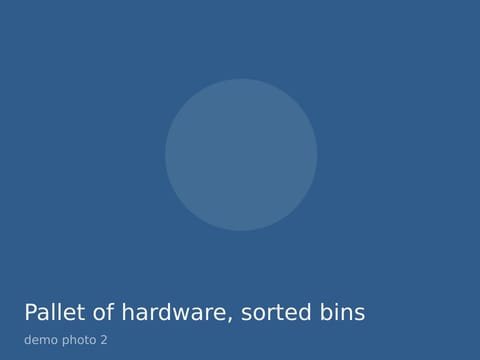 Pallet of hardware, sorted bins, photo 2