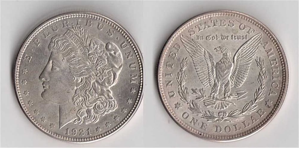 1921 Morgan silver dollar