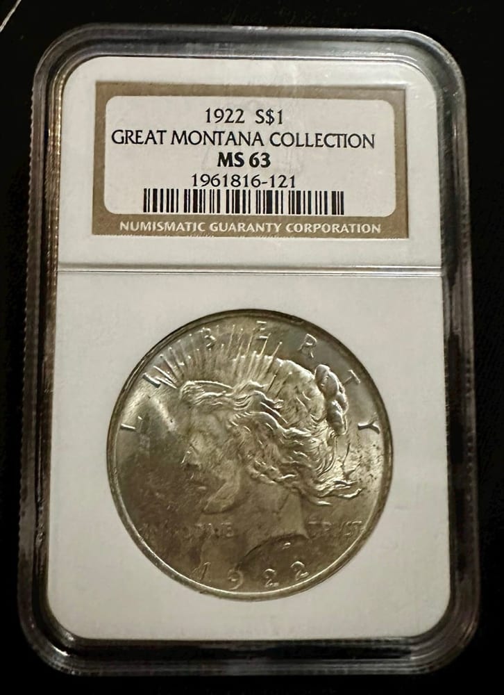 1922 Peace silver dollar, NGC graded